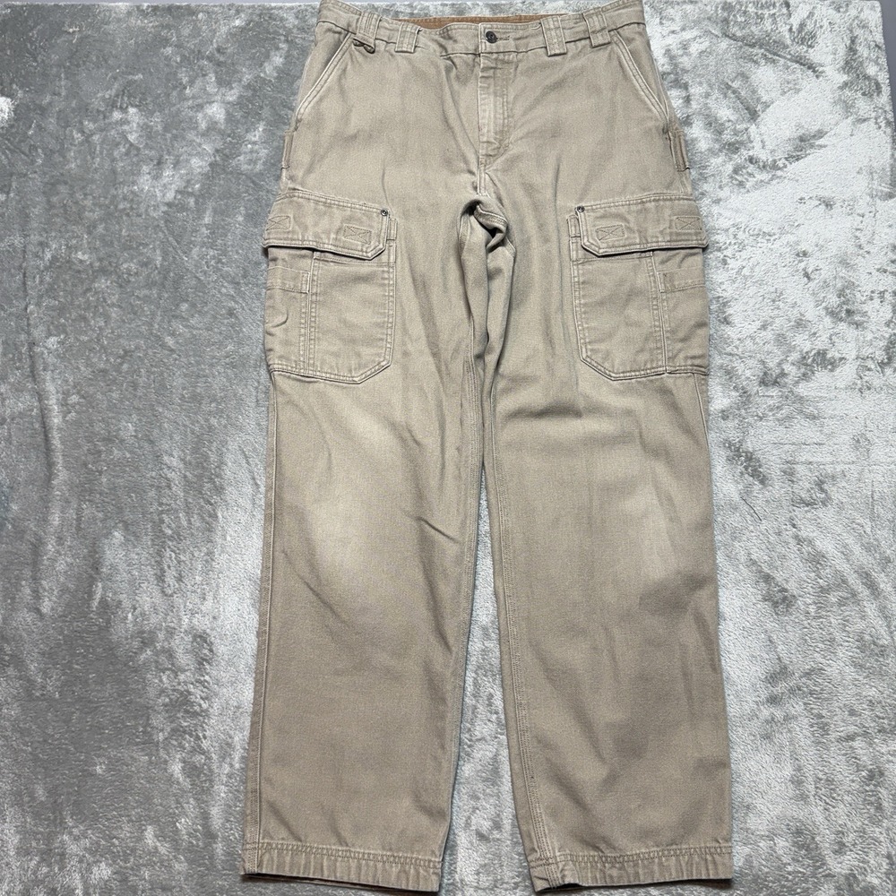 Duluth Trading Co Men's 36x34 Fire Hose Canvas Cargo Work Pants Tan
